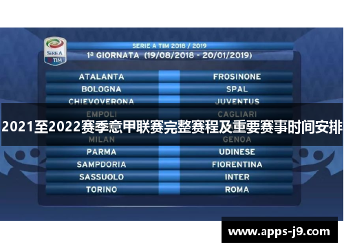 2021至2022赛季意甲联赛完整赛程及重要赛事时间安排
